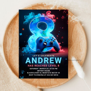Video Game 8th Birthday Party Invitation