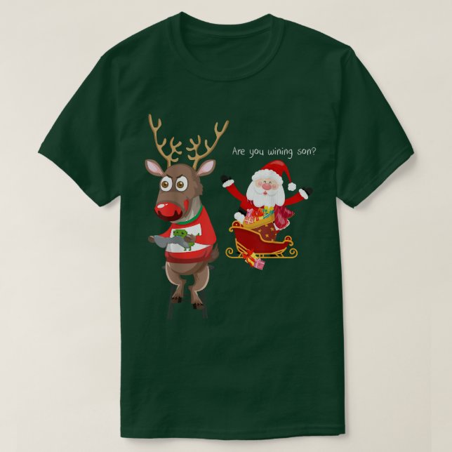 video game addictive deer Christmas  T-Shirt (Design Front)