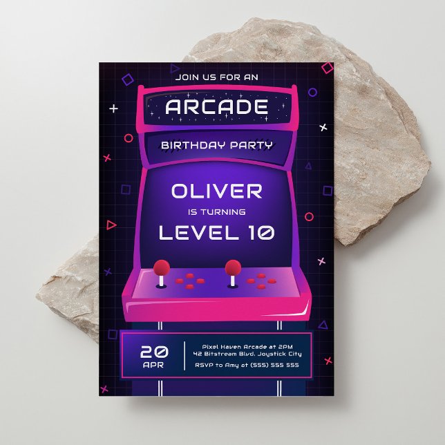 Video Game Arcade Boy Birthday Party Invitation (Creator Uploaded)