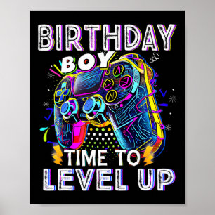 Video Game Birthday Boy Time To Level Up Video Gam Poster