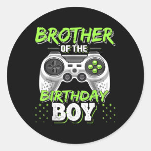 Video Game Birthday Brother Of The Birthday Boy  Classic Round Sticker