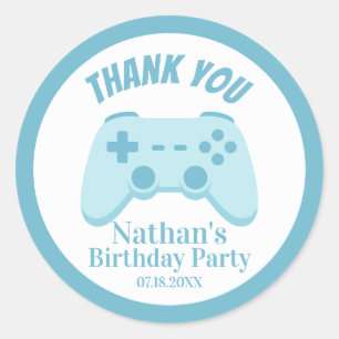 Video Game Birthday   Gaming Controller Party Classic Round Sticker