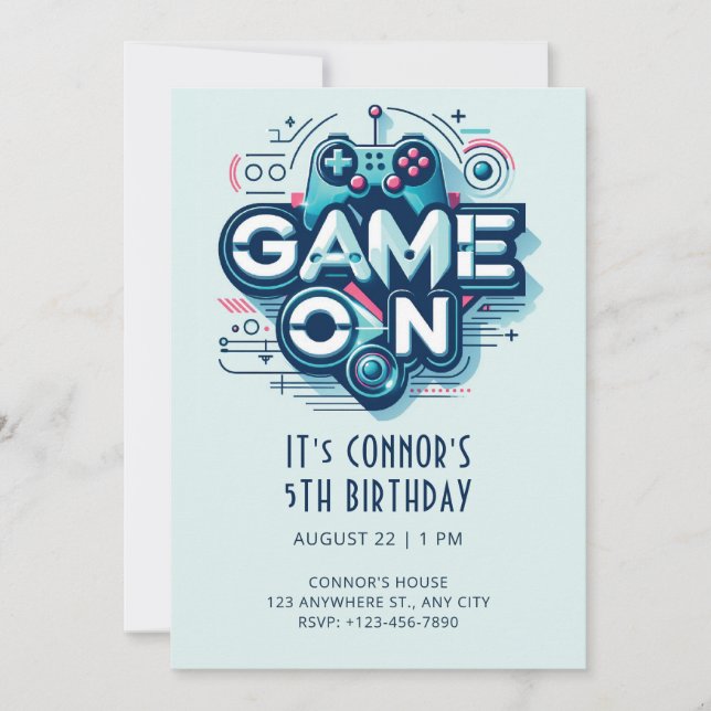Video Game Birthday Invitation (Front)