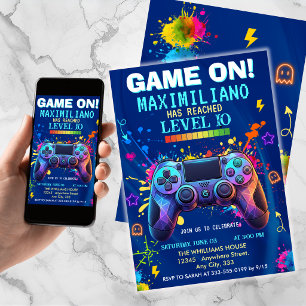 Video Game Birthday Invitation - Gamer Level up