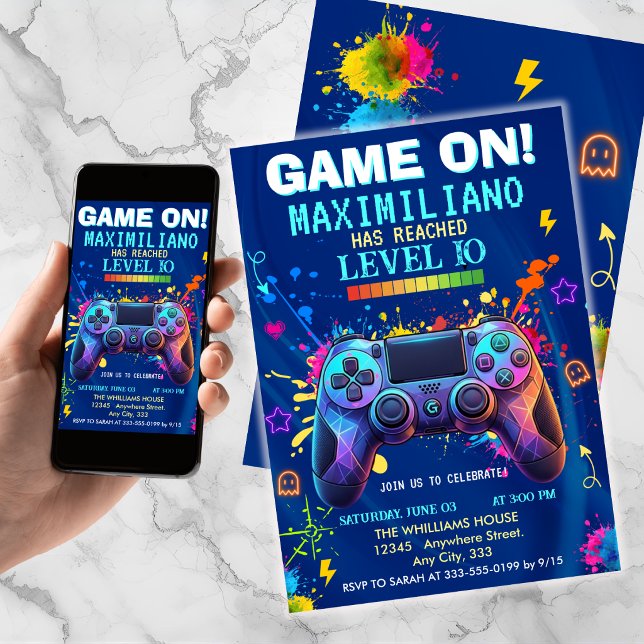 Video Game Birthday Invitation - Gamer Level up (Creator Uploaded)