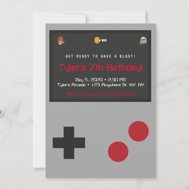 Video Game Birthday Party Invitation (Front)