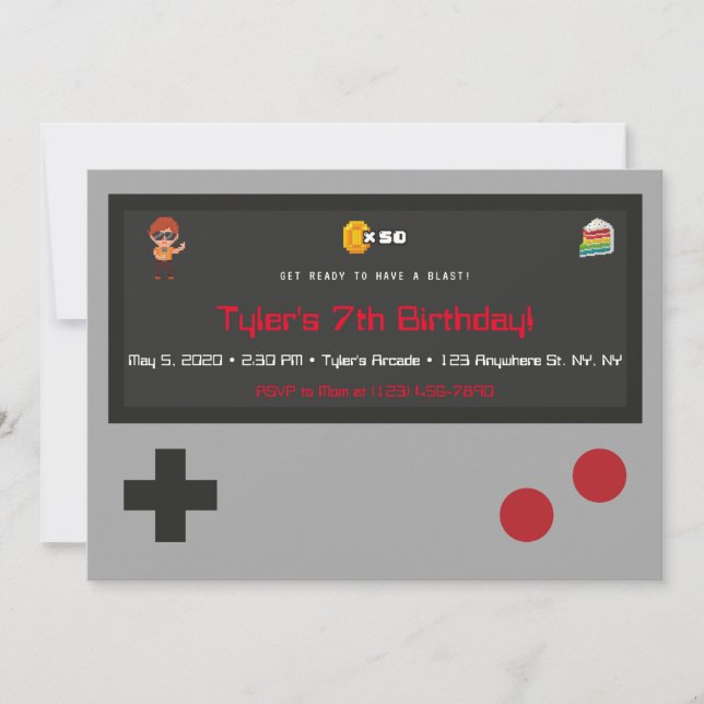 Video Game Birthday Party Invitation (Front)