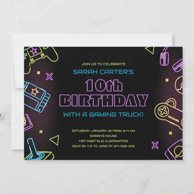 Video Game Birthday Party Invitation (Front)