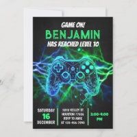 Video Game Birthday Party Level Up Game On Neon