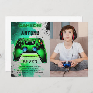 Video Game Birthday Photo Invitation