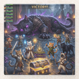 Video Game Boss Fight Cats Guild Downs Boss Glass Coaster