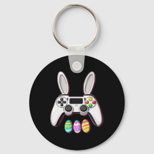Video Game Bunny Eggs Controller Easter Day Gaming Key Ring