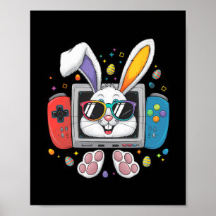 Video Game Bunny Eggs Costume Easter Day Boy Kids Poster