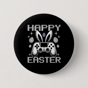 Video Game Bunny Eggs Costume Easter Day Boys Kids 6 Cm Round Badge