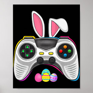 Video Game Bunny Eggs Costume Easter Day Boys Kids Poster