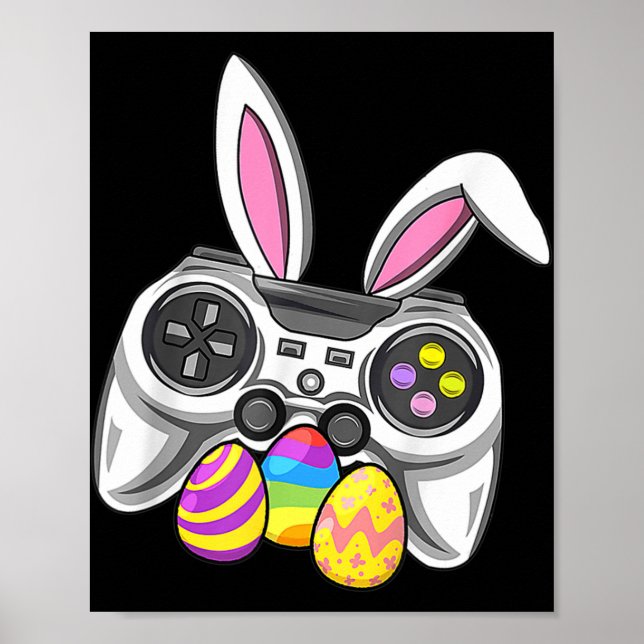 Video Game Bunny Eggs Costume Easter Day Boys Kids Poster (Front)