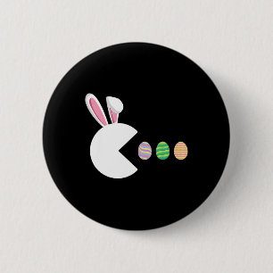Video Game Bunny Eggs Easter Gamer Kids Boys Men G 6 Cm Round Badge