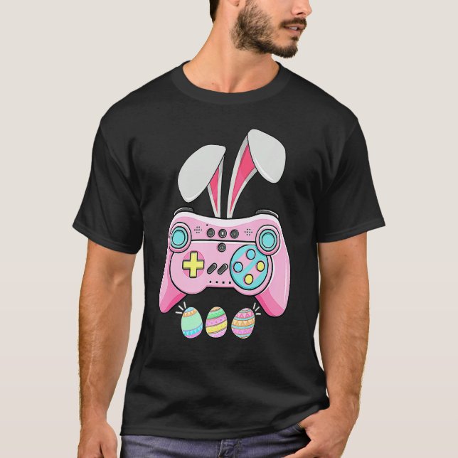 Video Game Bunny Eggs Easter Gamer Kids Boys Men G T-Shirt (Front)