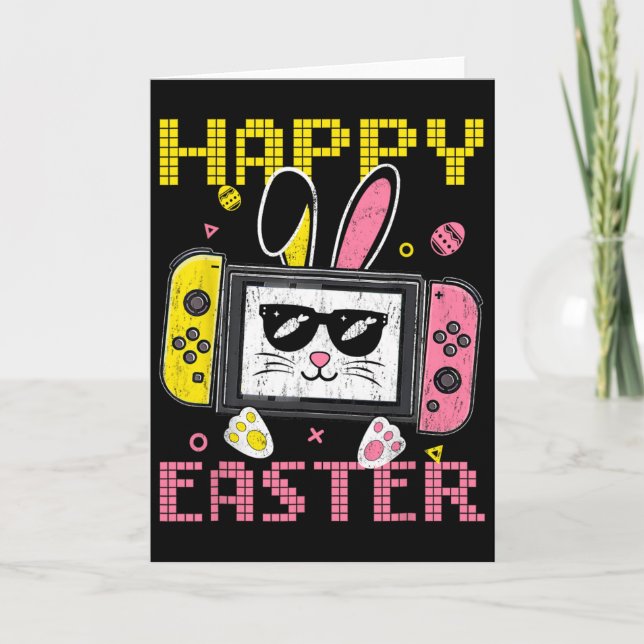 Video Game Bunny Eggs Happy Easter Day Controller  Card (Front)