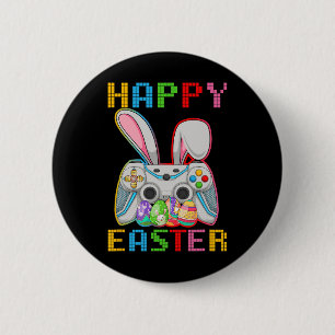 Video Game Bunny Rabbit Happy Easter Day Gamer Boy 6 Cm Round Badge