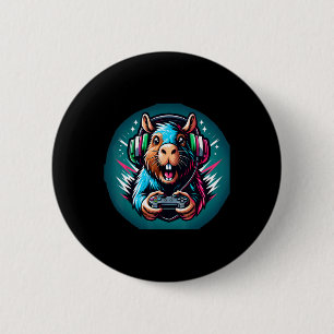 Video Game Capybara Gaming 6 Cm Round Badge