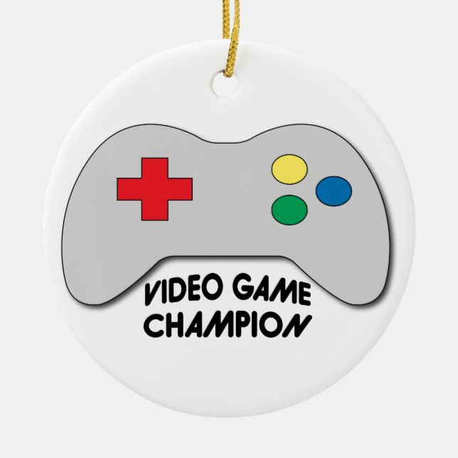 Video Game Champion Ceramic Tree Decoration (Front)