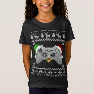 Video Game Christmas Tree Lights Santa Hat Gift Xm T-Shirt