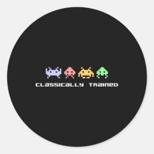 Video Game Clically Trained Alien Invaders Vintage Classic Round Sticker