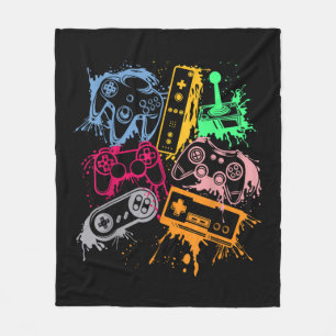 Video Game Console Controllers Retro 80's 90's Arc Fleece Blanket