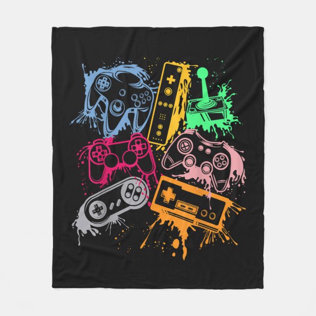 Video Game Console Controllers Retro 80's 90's Arc Fleece Blanket (Front)