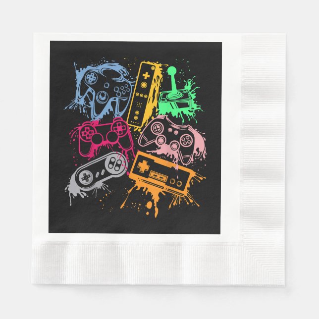 Video Game Console Controllers Retro 80's 90's Arc Napkin (Front)
