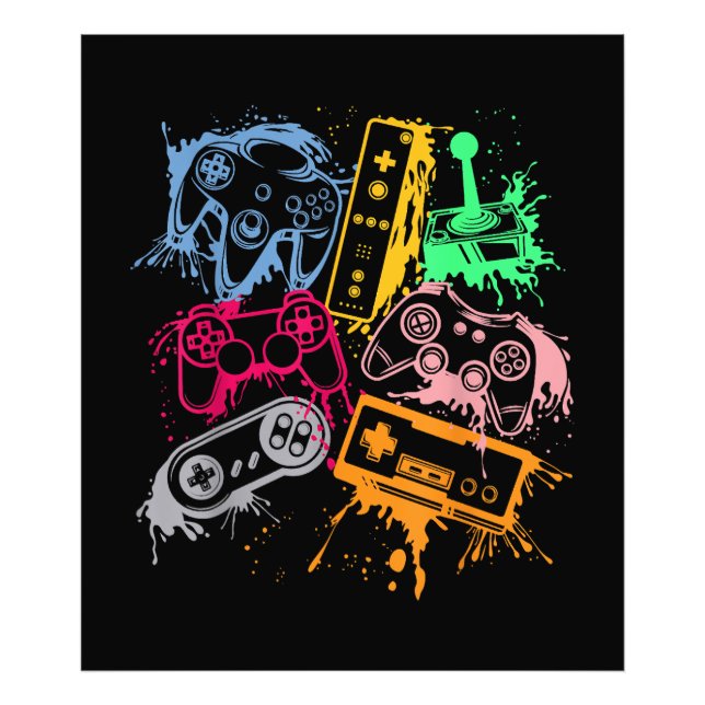Video Game Console Controllers Retro 80's 90's Arc Photo Print (Front)