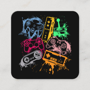 Video Game Console Controllers Retro 80's 90's Arc Square Business Card