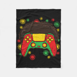 Video-game Controller Afro Black History Month Gam Fleece Blanket