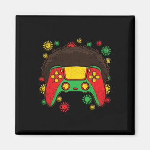 Video-game Controller Afro Black History Month Gam Magnet