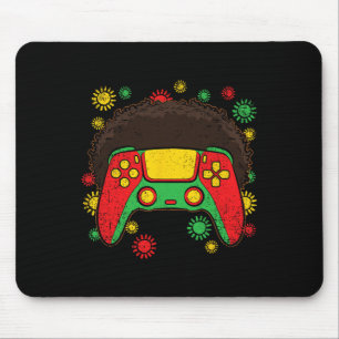 Video-game Controller Afro Black History Month Gam Mouse Pad