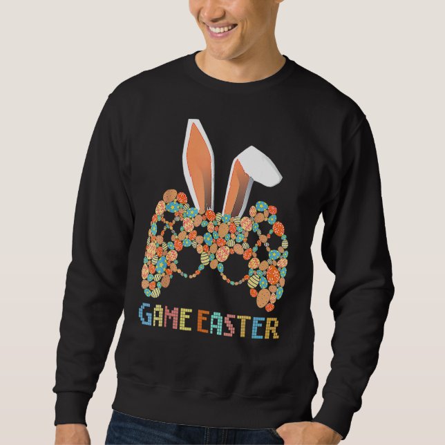 Video Game Controller Bunny Gamer Boys Mens Happy  Sweatshirt (Front)