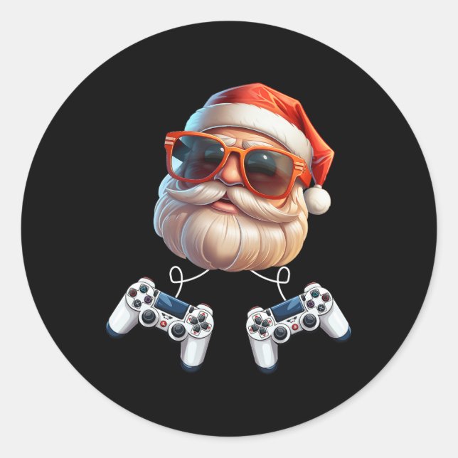 Video Game Controller Christmas Gamer Gaming Enthu Classic Round Sticker (Front)