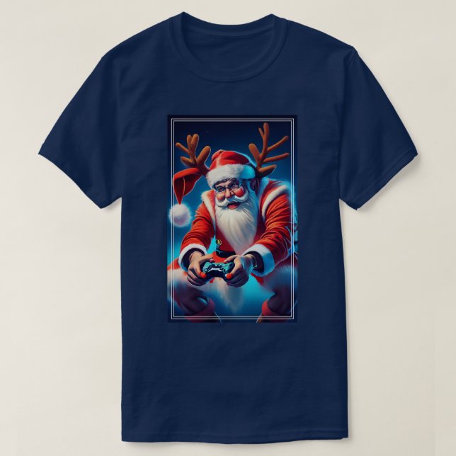 Video Game Controller Christmas Santa Hat Boys Xma T-Shirt (Design Front)