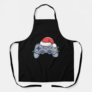 Video Game Controller Christmas Santa Hat Gamer Apron