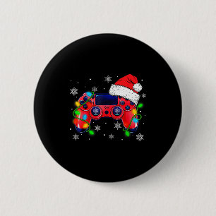 Video Game Controller Christmas Santa Hat Gamer Bo 6 Cm Round Badge