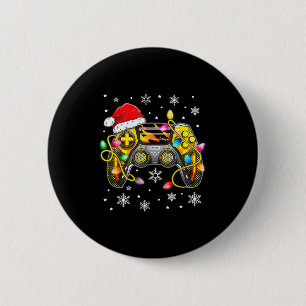 Video Game Controller Christmas Santa Hat Gamer Bo 6 Cm Round Badge