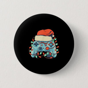 Video Game Controller Christmas Santa Hat Gamer Bo 6 Cm Round Badge