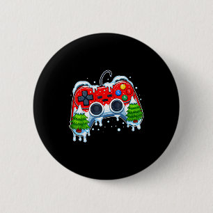 Video Game Controller Christmas Santa Hat Gamer Bo 6 Cm Round Badge