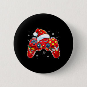Video Game Controller Christmas Santa Hat Gamer Bo 6 Cm Round Badge