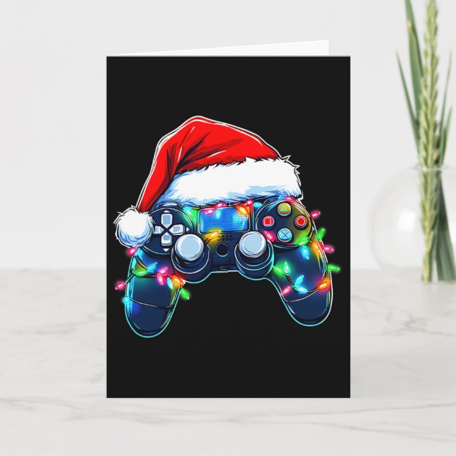 Video Game Controller Christmas Santa Hat Gamer Bo Card (Front)