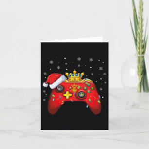 Video Game Controller Christmas Santa Hat Gamer Bo Card