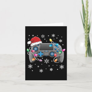 Video Game Controller Christmas Santa Hat Gamer Bo Card