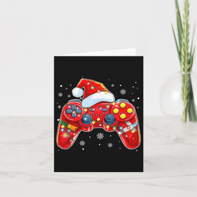 Video Game Controller Christmas Santa Hat Gamer Bo Card (Front)