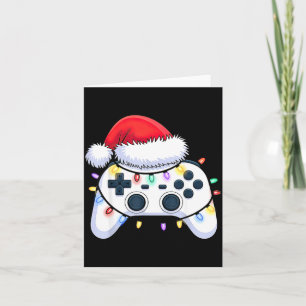 Video Game Controller Christmas Santa Hat Gamer Bo Card
